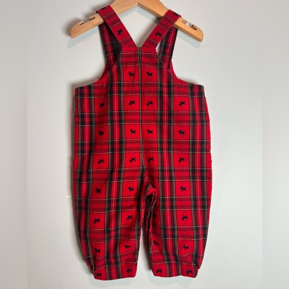 Vintage Plaid Scottie Dog Overalls Unbranded Red Size 6/9M Gender Neutral - Picture 3 of 4